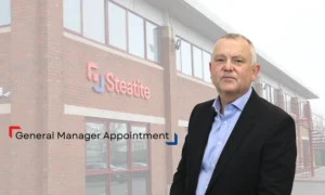 ICS General Manager Appointment general manager standing in front of Steatite building